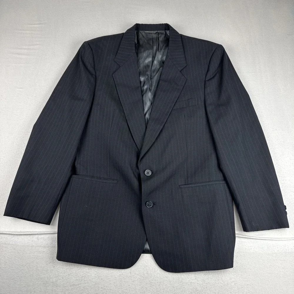 VTG Christian Dior Mens Pinstripe Blazer 40R  Dark Gray wool Office business